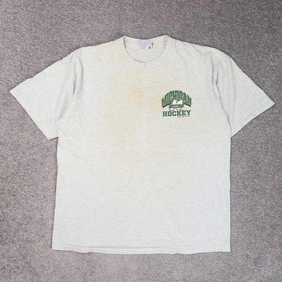 VTG 90s Michigan Wings Hockey Made in USA XL Gray Short Sleeve T-Shirt - Picture 1 of 12